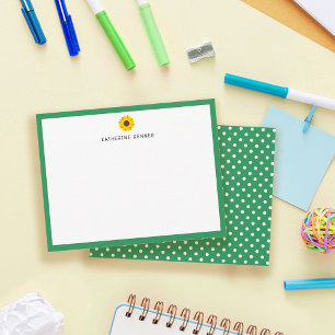 Sunflower Green Border Personalised Thank You Card