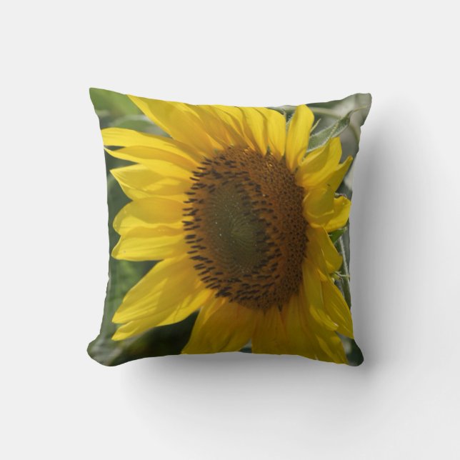 Sunflower & Green Plaid Throw Pillow (Front)
