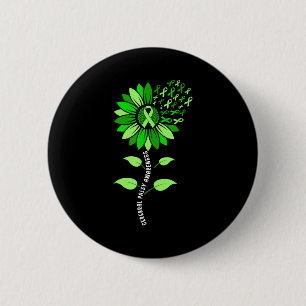 Sunflower green ribbon cerebral palsy cp awareness 6 cm round badge