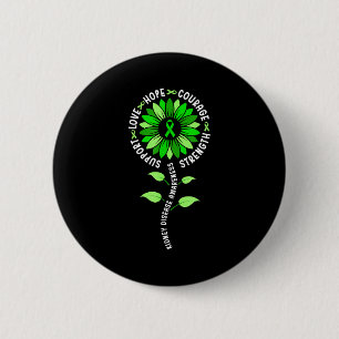 Sunflower green ribbon kidney disease awareness 6 cm round badge