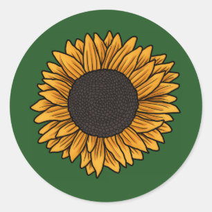 Sunflower Green Round Stickers