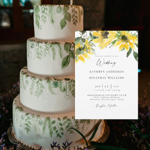 Sunflower Greenery Elegant  Wedding No Parents Invitation