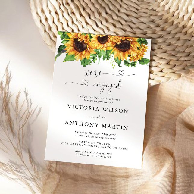 Sunflower Greenery Engagement Party Invitation (Creator Uploaded)