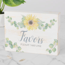 Sunflower Greenery Eucalyptus Wedding Favor Sign