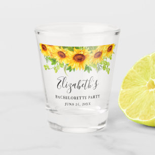 Sunflower Greenery Floral Bachelorette Party Shot Glass