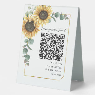Sunflower Greenery Honeymoon Fund QR Code Wedding
