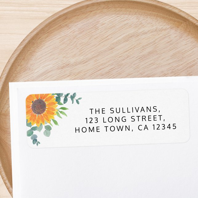 Sunflower Greenery Return Address Label (Creator Uploaded)