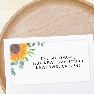 Sunflower Greenery Return Address  Label