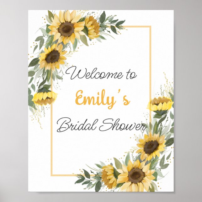Sunflower Greenery Welcome Bridal Shower  Poster (Front)