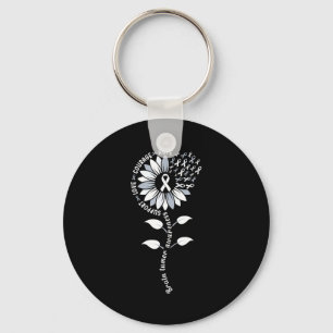 Sunflower grey ribbon btam brain tumour awareness key ring