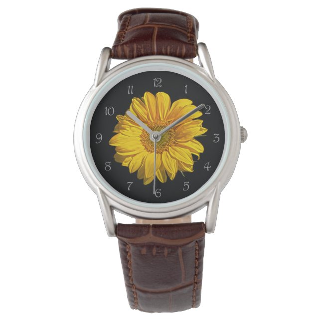 Sunflower Grey Script Numbers Watch (Front)