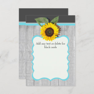Sunflower Grey wood teal blue Rustic Wedding Invitation