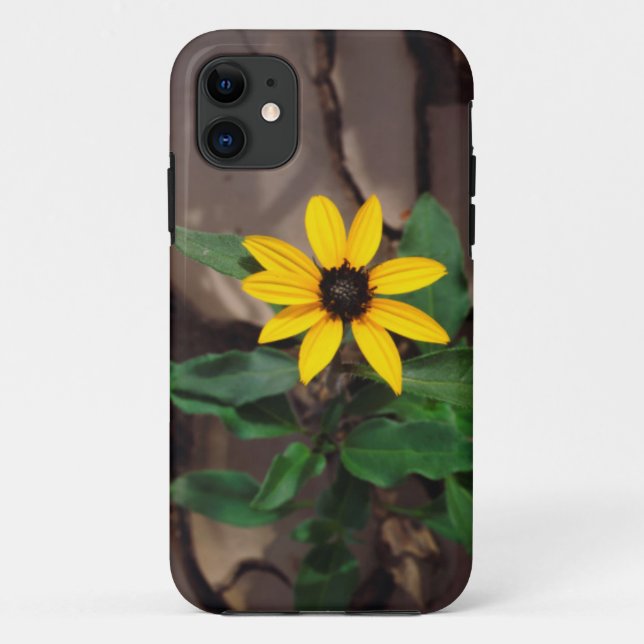 Sunflower growing from Cracked Mud Case-Mate iPhone Case (Back)
