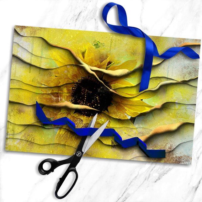 Sunflower Grunge | Liquid Gold Floral Decoupage Tissue Paper (Creator Uploaded)