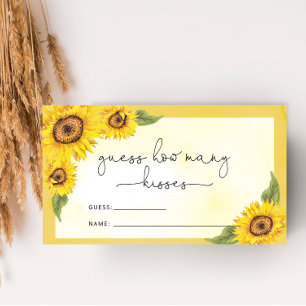 Sunflower guess how many kisses bridal game enclos enclosure card