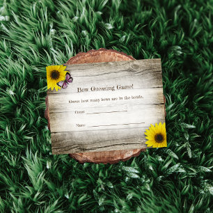 Sunflower Guessing Count Baby Shower Game   Pink Invitation