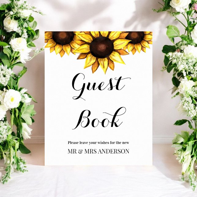 Sunflower Guest Book Wedding Sign Floral Poster (Creator Uploaded)
