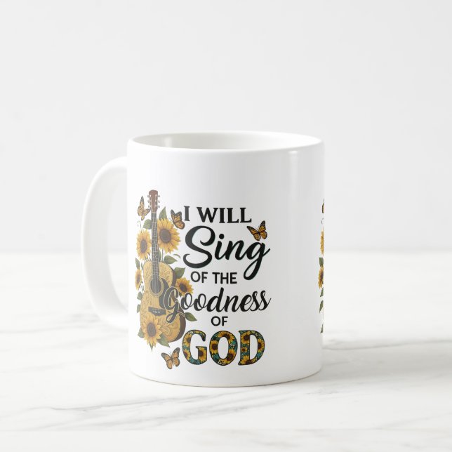 Sunflower Guitar Christian T-Shirt Coffee Mug (Front Left)