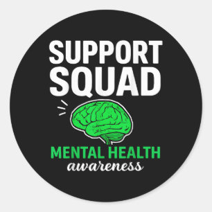 Sunflower Hair Tee Support Squad Mental Health Awa Classic Round Sticker