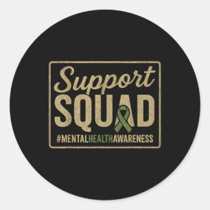 Sunflower Hair Tee Support Squad Mental Health Awa Classic Round Sticker