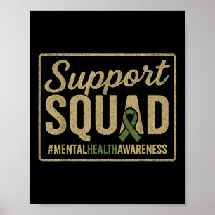 Sunflower Hair Tee Support Squad Mental Health Awa Poster