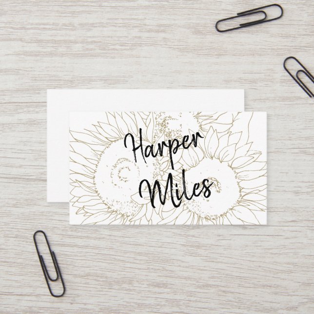 Sunflower handwritten font and symbols business card (Front/Back In Situ)