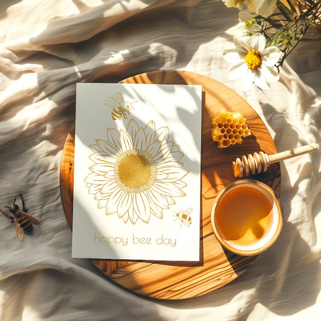 Sunflower Happy Bee Day Foil Birthday Card (Creator Uploaded)