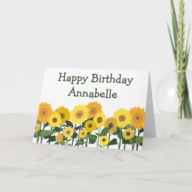 Sunflower Happy Birthday Beautiful Personalised Card (Front)