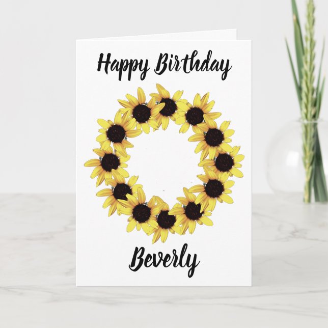 Sunflower Happy Birthday Photo Card (Front)