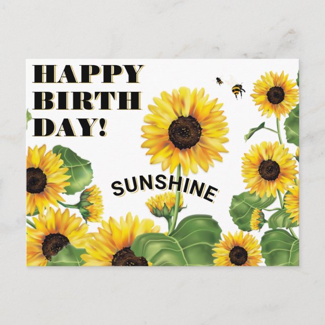 Sunflower Happy Birthday Postcard (Front)