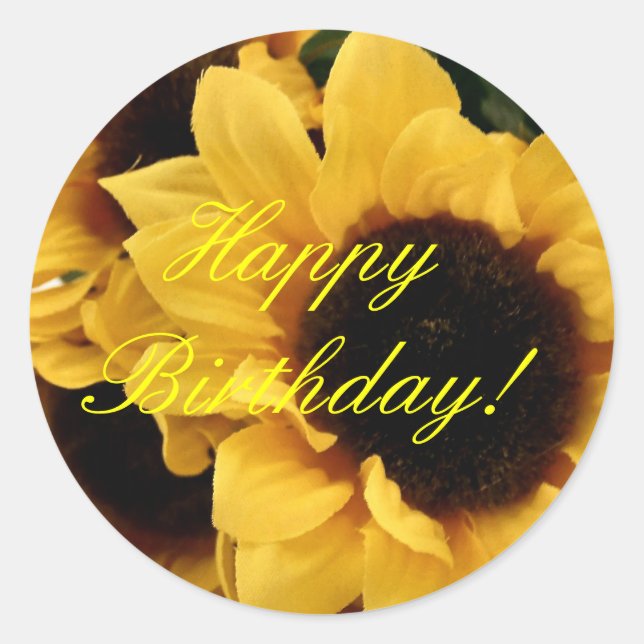 Sunflower Happy Birthday Sticker (Front)