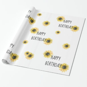 Sunflower Happy Birthday Wrapping Paper