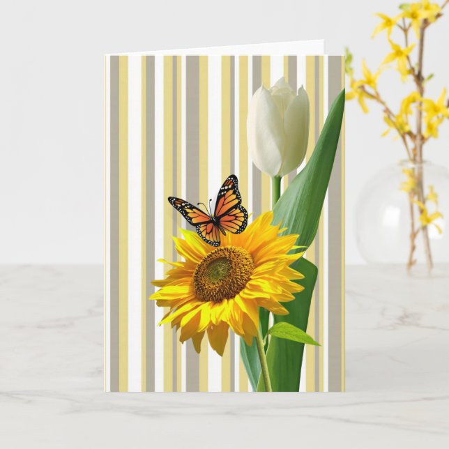 Sunflower Happy Mother's Day Folded Greeting Card (Yellow Flower)