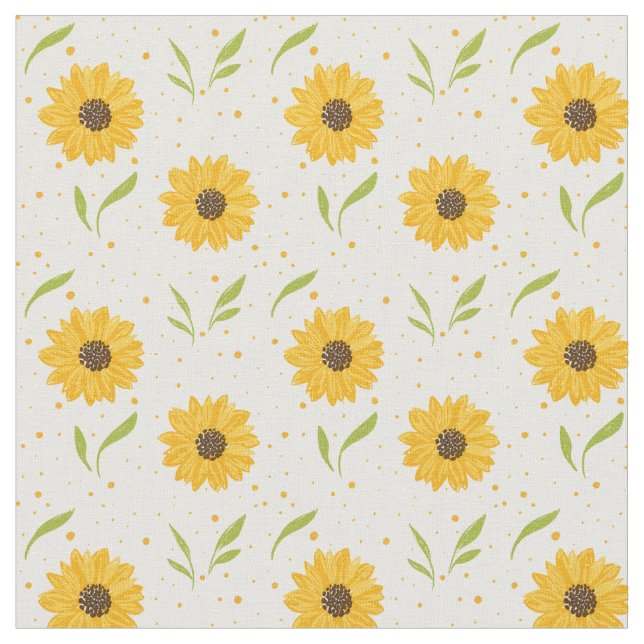 Sunflower happy pattern fabric (Close Up)