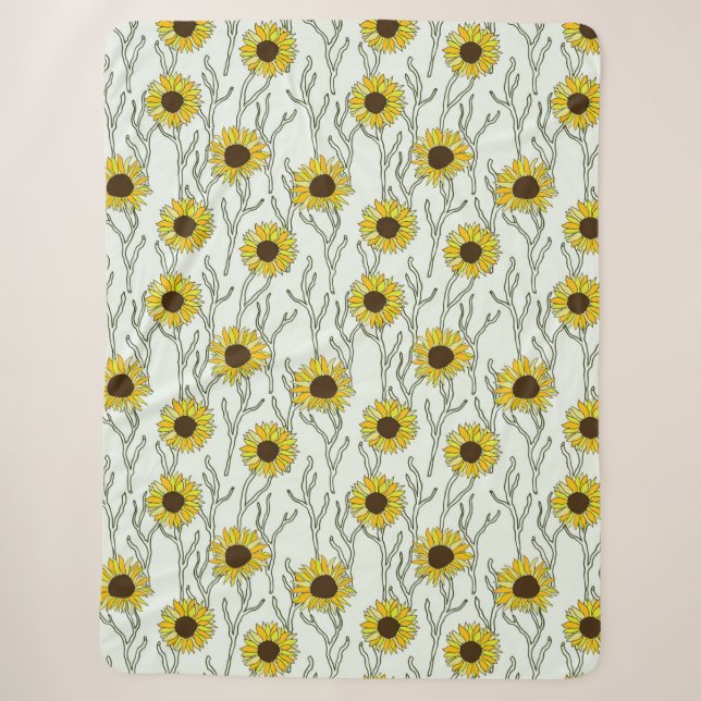 Sunflower head flower sherpa blanket (Front)