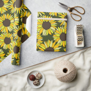 Sunflower head flower wrapping paper