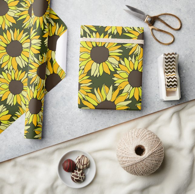 Sunflower head flower wrapping paper (Crafts)