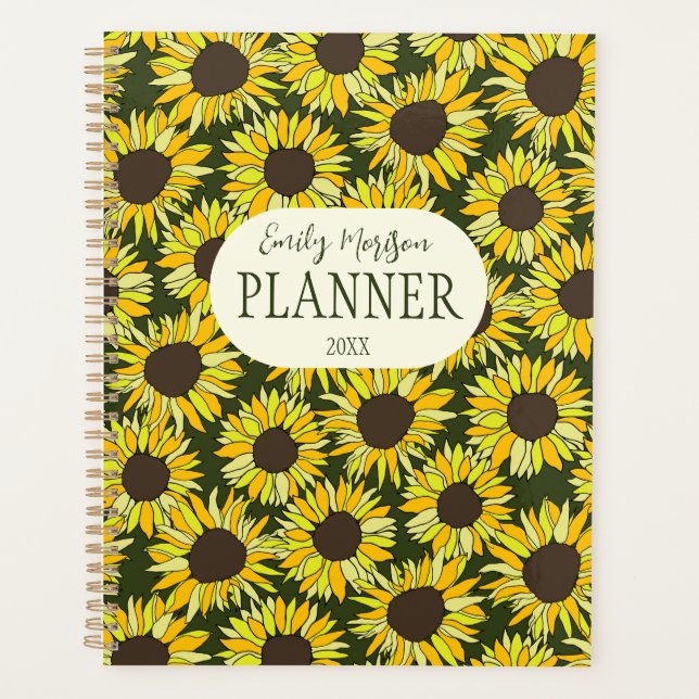 Sunflower head summer flower planner (Front)