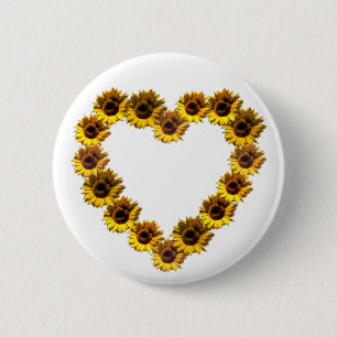Sunflower Heart 6 Cm Round Badge