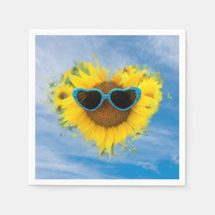 Sunflower Heart Abstract on Sky  Napkin