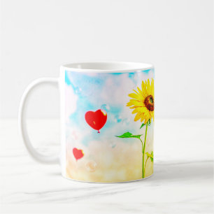Sunflower & Heart Balloons Romantic Gift Design  Coffee Mug