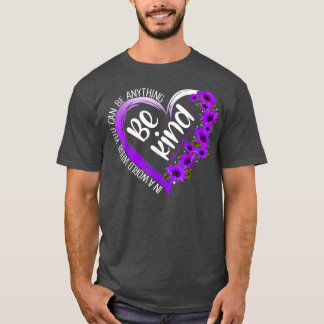 Sunflower Heart Be Kind Purple Alzheimer Awareness T-Shirt