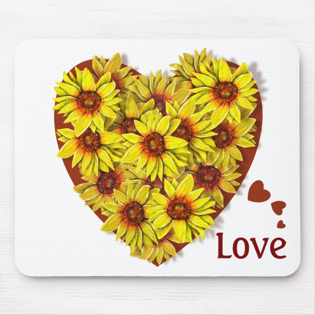 Sunflower Heart Mouse Pad (Front)