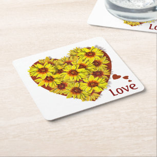 Sunflower Heart Paper Coaster