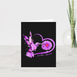 Sunflower Heart Purple Ribbon Overdose Awareness Card