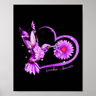 Sunflower Heart Purple Ribbon Overdose Awareness Poster