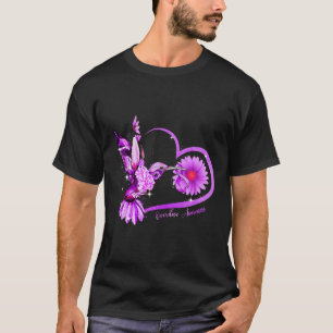 Sunflower Heart Purple Ribbon Overdose Awareness  T-Shirt