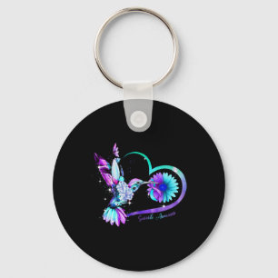 Sunflower Heart Purple Ribbon Suicide Awareness  Key Ring