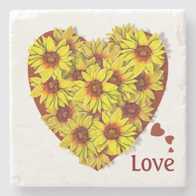 Sunflower Heart Stone Coaster (Front)