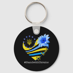 Sunflower Heart Ukrainian Flag Be Kind Stand With  Key Ring